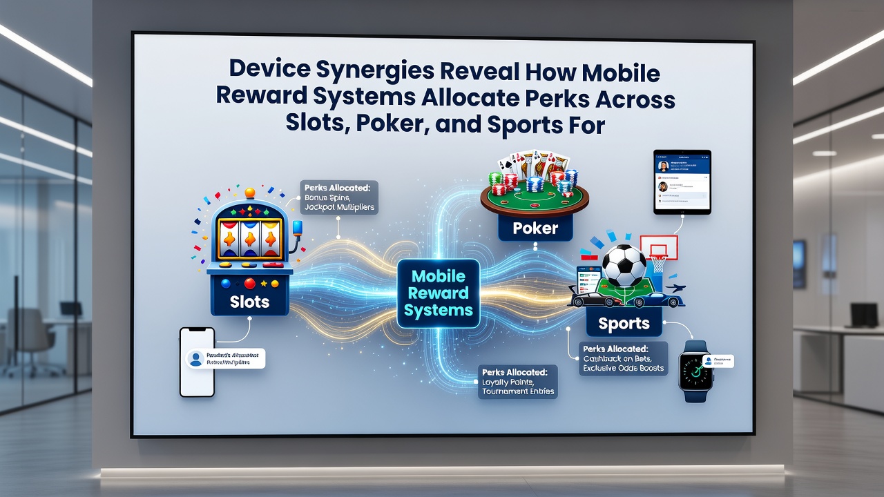 Diagram illustrating data flow between slots, poker, and sports modules in a mobile reward system