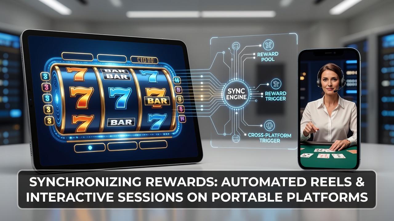 Mobile device displaying synchronized slot and live dealer reward interfaces side by side