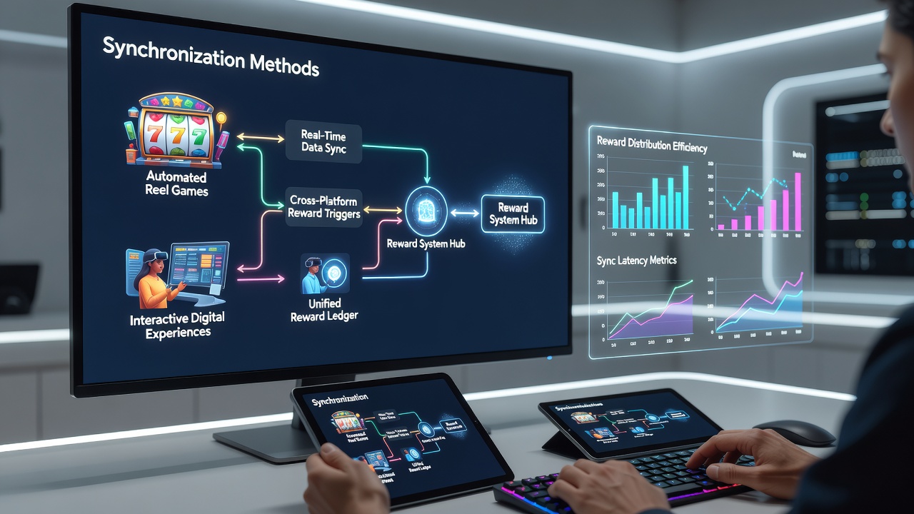 Close-up of portable device screen showing real-time reward synchronization between slot reels and live dealer table