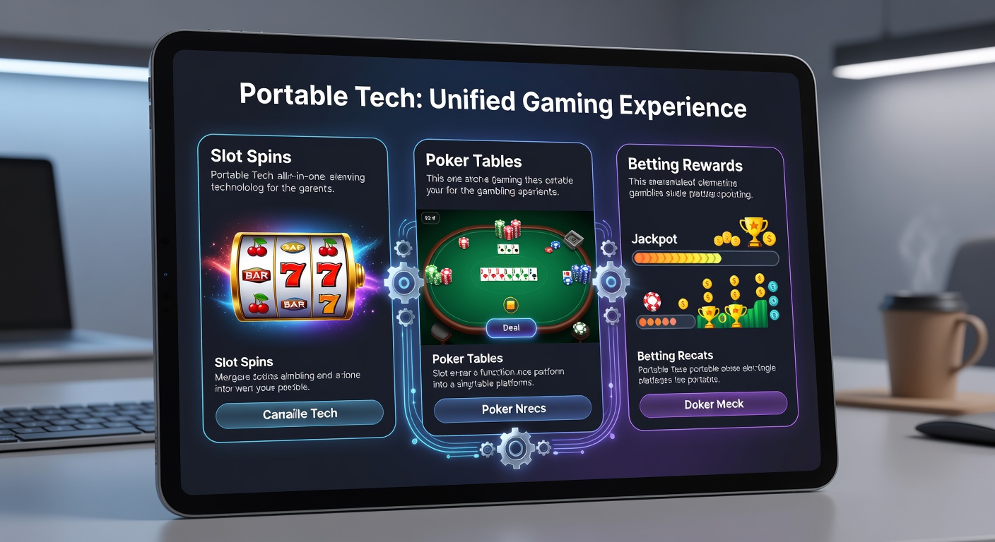 User interface showing combined rewards dashboard linking slots, poker, and sports betting features