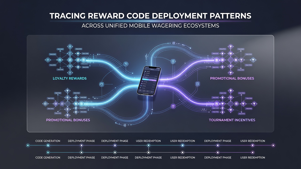 Mobile wagering app interface showing reward code integration across slots, poker, and sportsbook sections