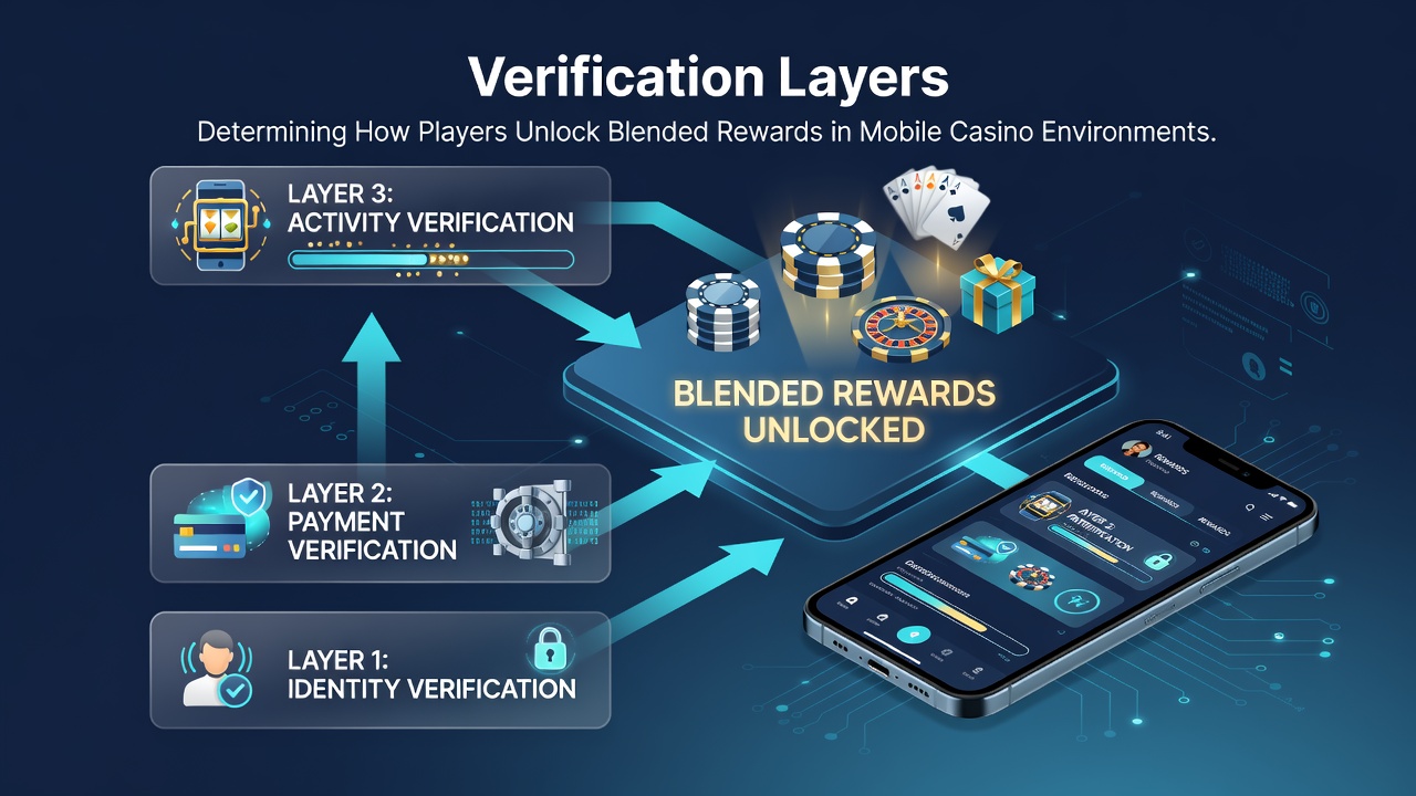 Dashboard illustrating layered verification flow for mobile reward systems
